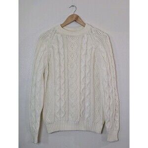 Vintage Kings Road Sweater Mens Medium Ivory Chunky Crew Neck Grandpa 90s 80s